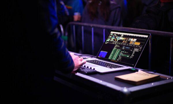 a laptop being used for filming